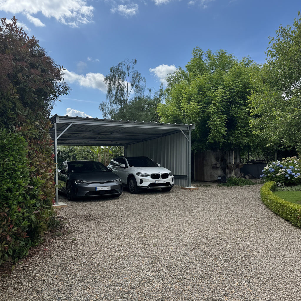 Carport métallique en kit avec toiture bac acier